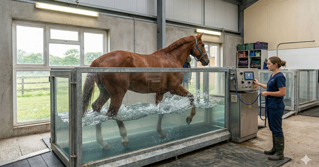 Prehab häst tränar med vattenbad