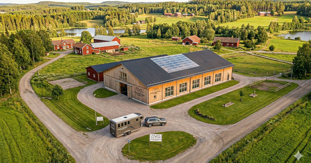 Vattenbandsträning i dalarna, drönarvy på anläggning